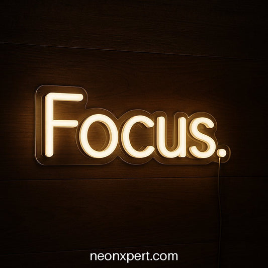 Focus | LED Neon Sign for Motivational Spaces - NeonXpertSmallWhite