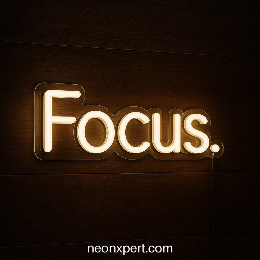 Focus | LED Neon Sign for Motivational Spaces - NeonXpertSmallWhite