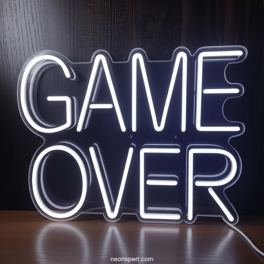 Game Over Neon Sign for Home Decor - NeonXpertSmallWhite