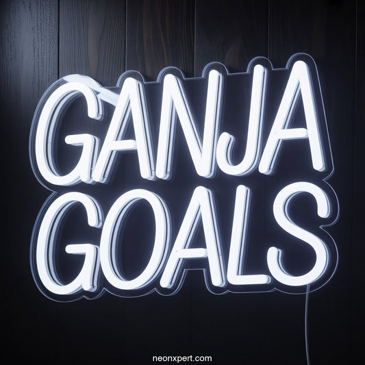 Ganja Goals weed neon sign glowing light - NeonXpertSmallWhite