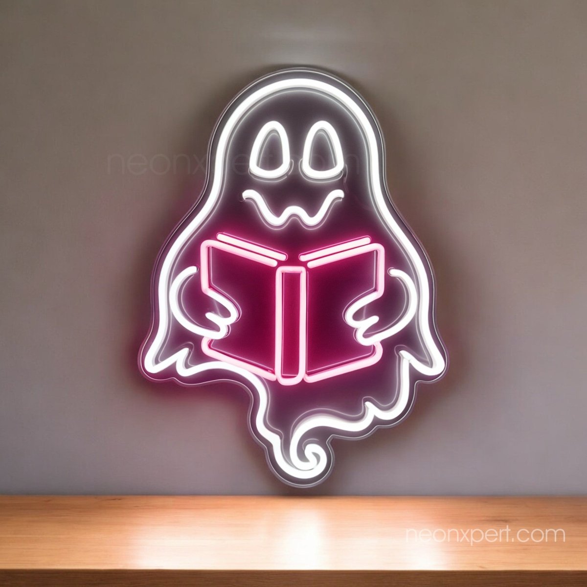 Ghost Reading Book LED Neon Sign | Halloween Dorm Decor & Library Neon Sign - NeonXpert