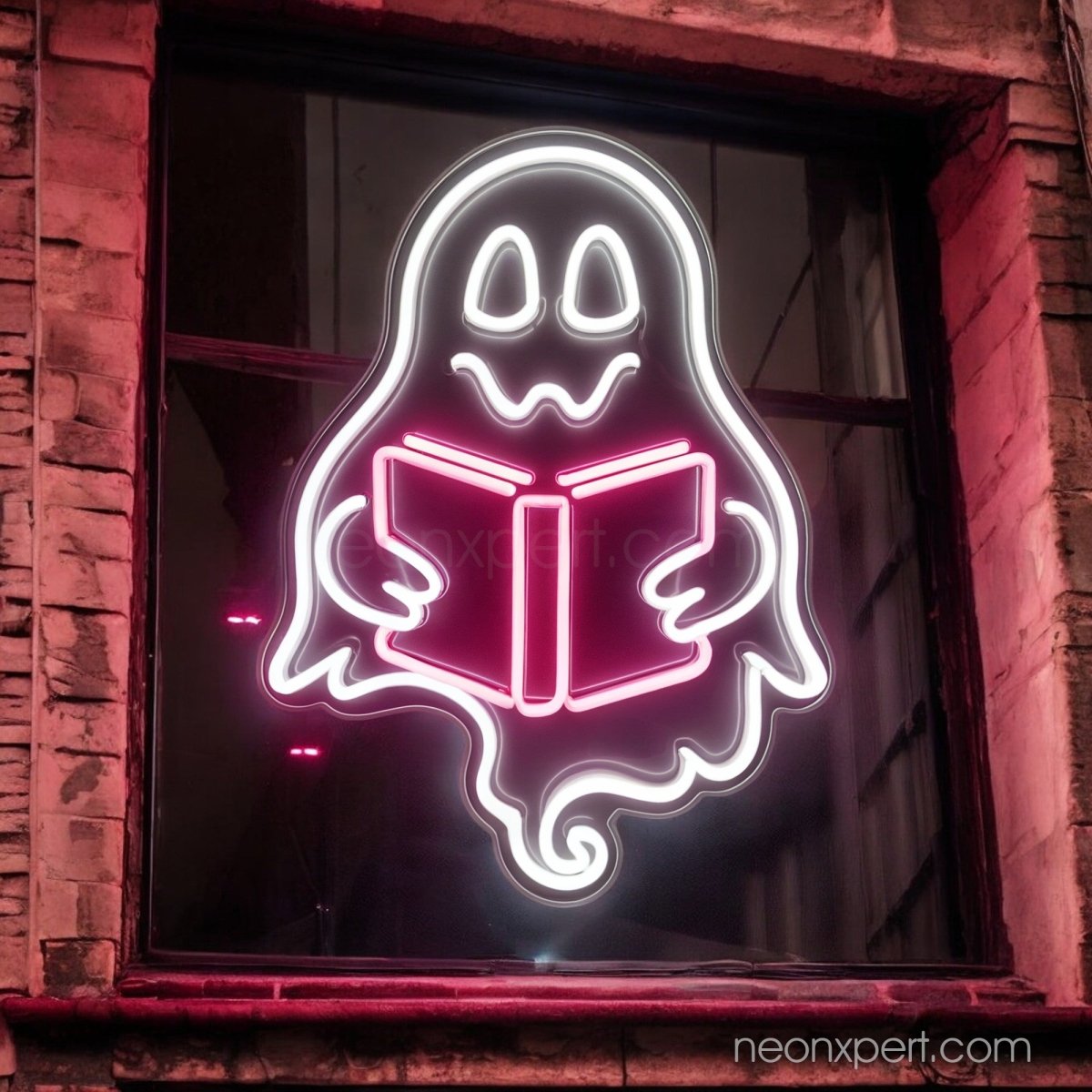 Ghost Reading Book LED Neon Sign | Halloween Dorm Decor & Library Neon Sign - NeonXpert