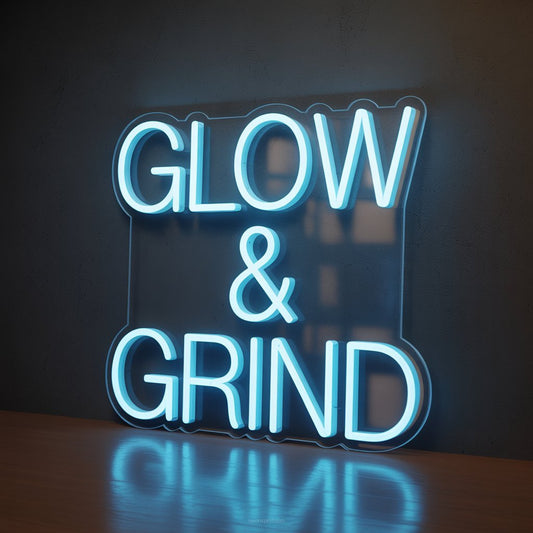 Glow & Grind Neon Sign for Gym Decor - NeonXpertSmallWhite