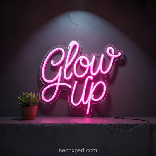 Glow Up | Trendy Neon Light for Beauty & Hair Salon - NeonXpertSmallWhite