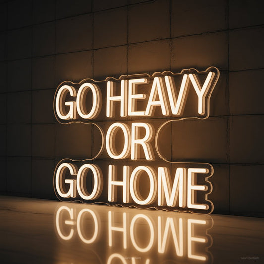Go Heavy or Go Home Neon Sign Gym Decor - NeonXpertSmallWhite