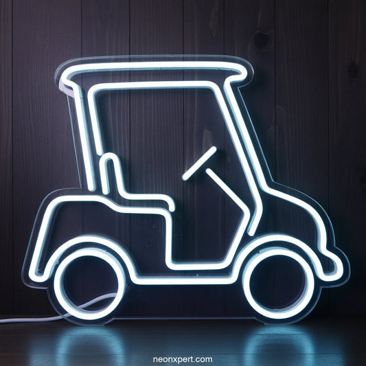 Golf Cart Neon Sign Wall Art - NeonXpertSmallWhite
