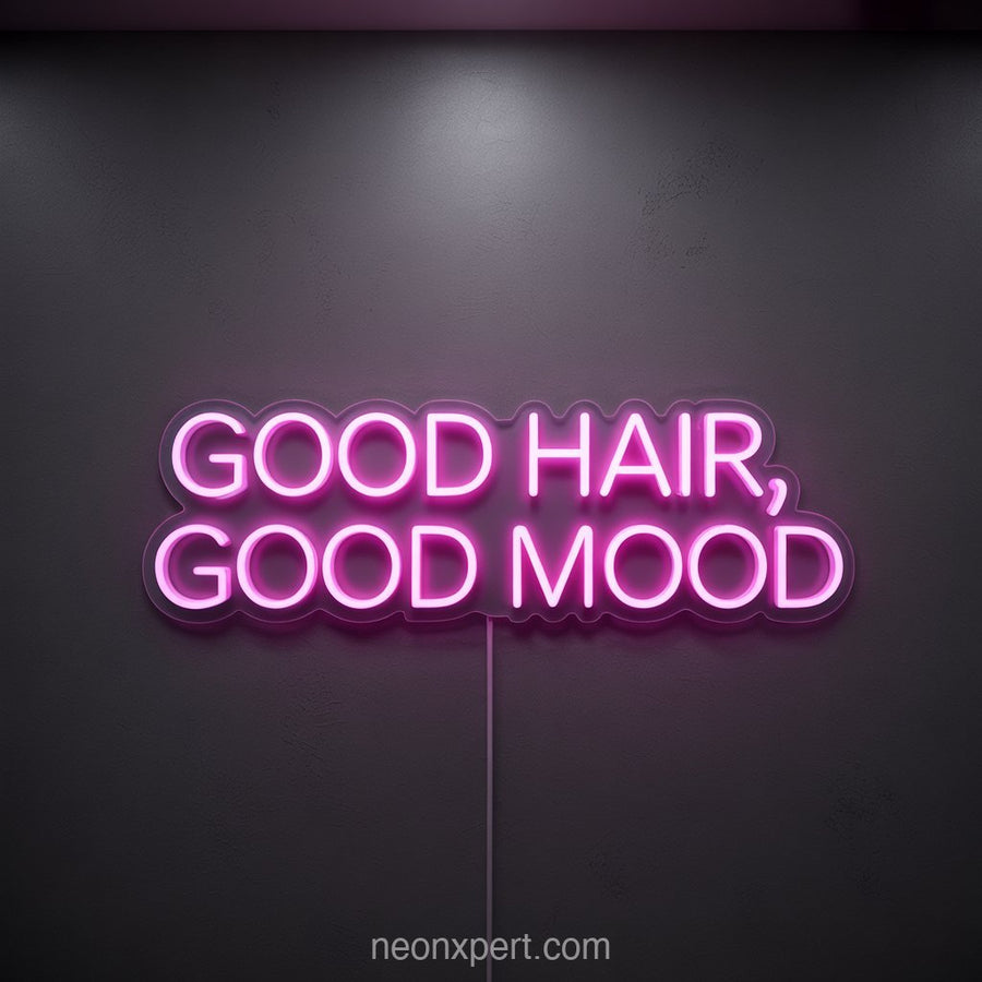 Good Hair, Good Mood | Playful Neon Light for Salon Spaces - NeonXpertSmallWhite