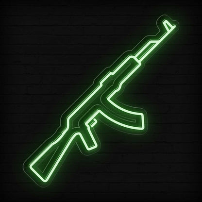 green color gun neon sign