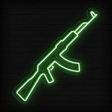 green color gun neon sign