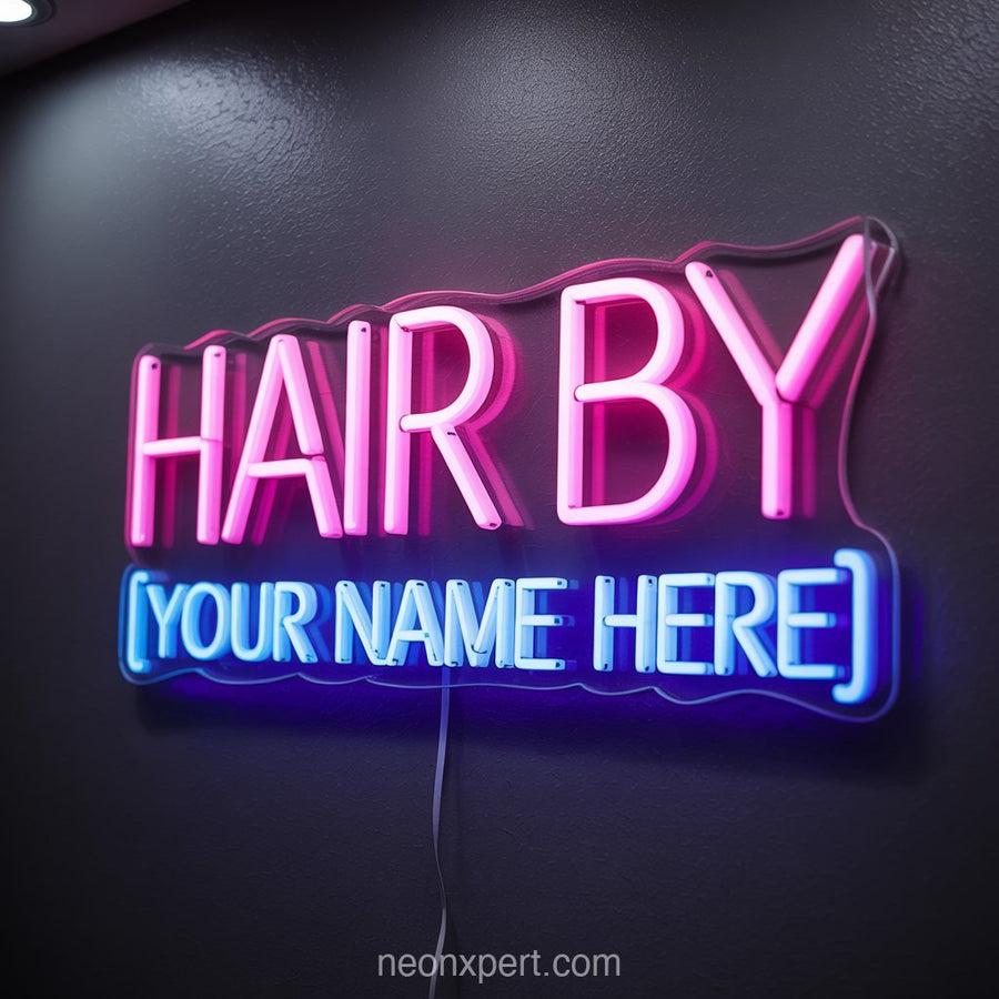 ** Hair by [Your Name Here] | Neon Light for Beauty & Hair Salon Decor - NeonXpertSmallWhite