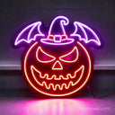 Halloween Pumpkin Jack - O - Lantern Neon Sign | Spooky Bat & Witch Hat Decorations - NeonXpert
