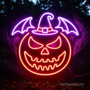 Halloween Pumpkin Jack - O - Lantern Neon Sign | Spooky Bat & Witch Hat Decorations - NeonXpert