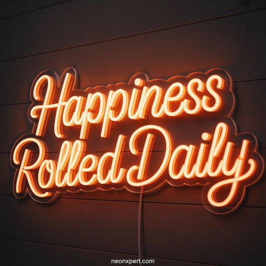Happiness Rolled Daily weed neon sign - NeonXpertSmallWhite