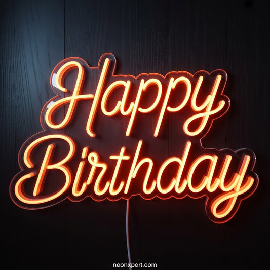 Happy Birthday Neon Sign for Party Decor - NeonXpertSmallWhite