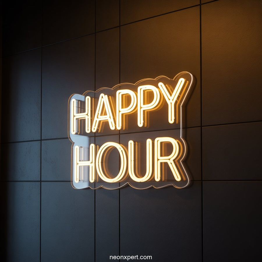 Happy Hour LED Neon Light Display - NeonXpertSmallWhite