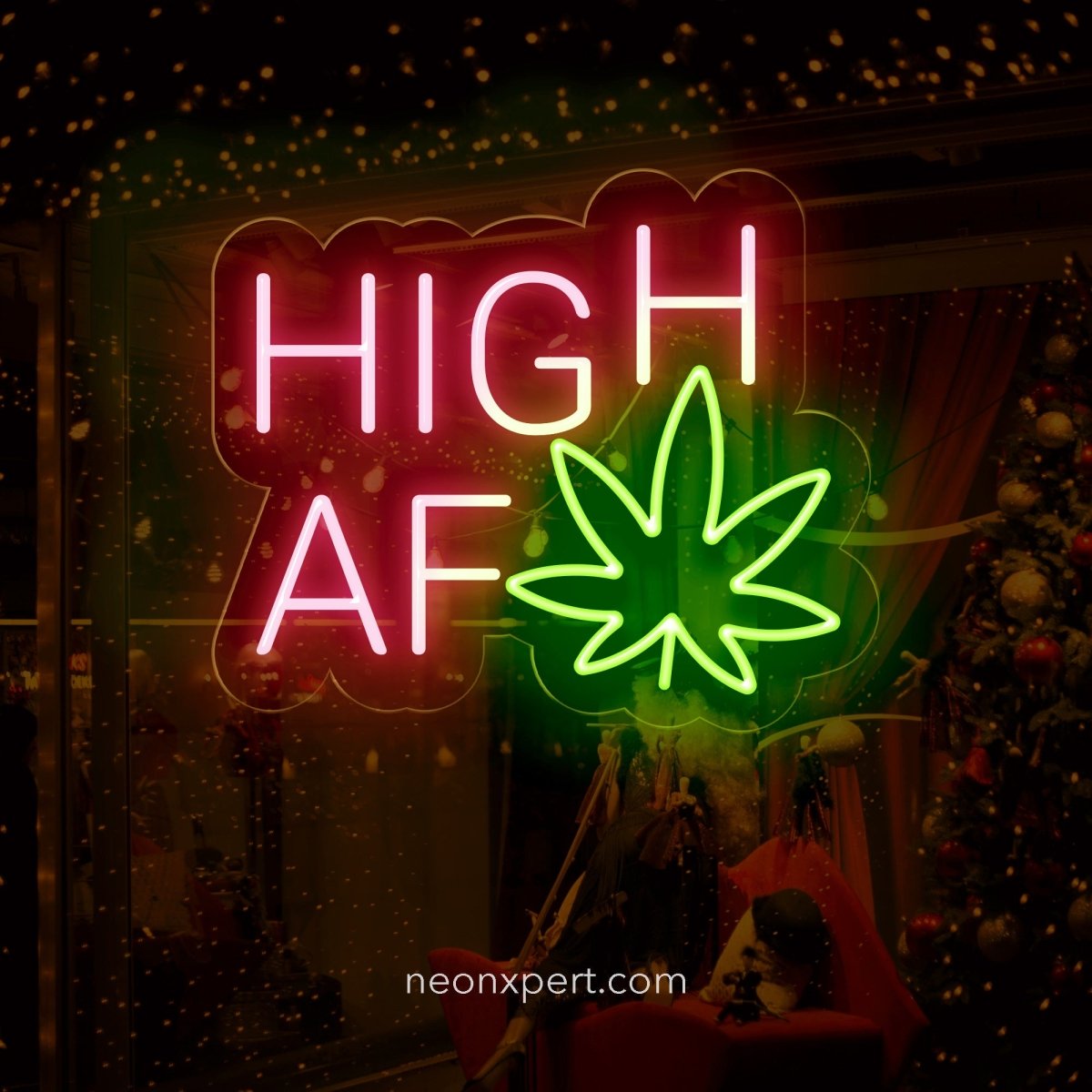 High AF Neon Sign | Weed Leaf Neon Light - NeonXpert8 x 10 inRed