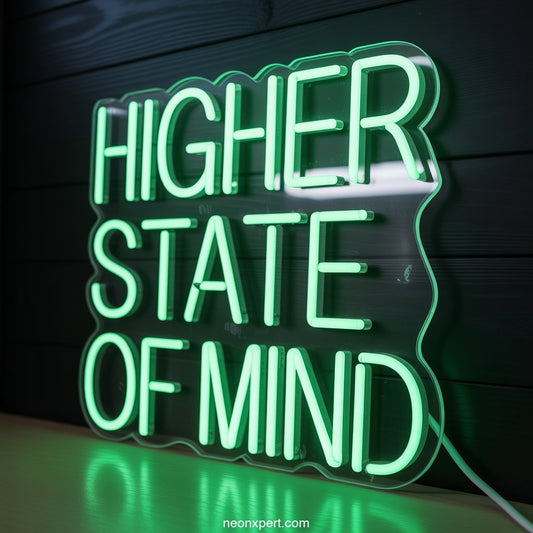 Higher State of Mind weed neon light - NeonXpertSmallWhite