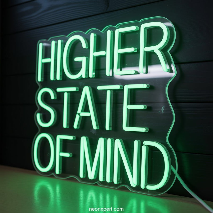 Higher State of Mind weed neon light - NeonXpertSmallWhite