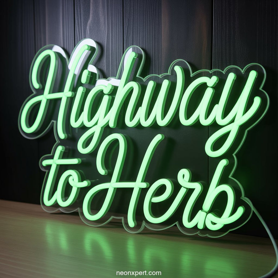 Highway to Herb Weed Neon Sign - NeonXpertSmallWhite