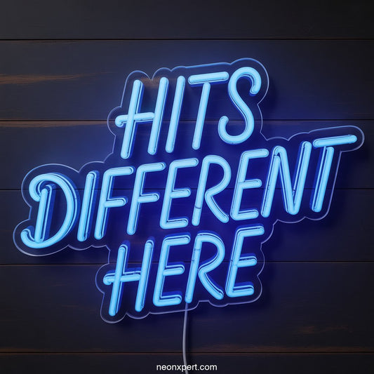 Hits Different Here weed neon sign - NeonXpertSmallWhite
