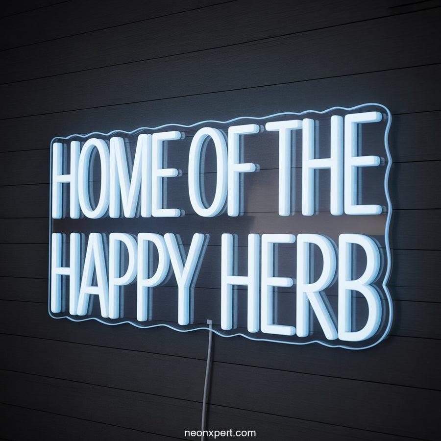 Home of the Happy Herb weed neon sign - NeonXpertSmallWhite