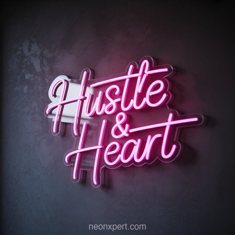 Hustle & Heart | Neon Light for Beauty Salon Ambiance - NeonXpertSmallWhite