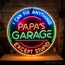 I Can Fix Anything Except Stupid - Custom Name Garage Neon Sign - NeonXpert