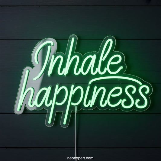 Inhale Happiness weed neon sign glowing light - NeonXpertSmallWhite