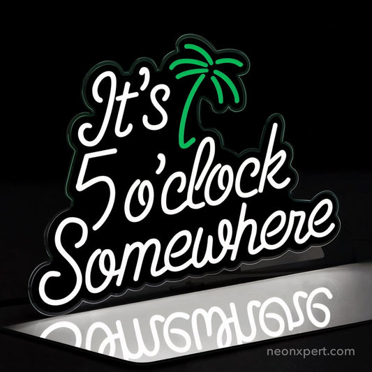 It's 5 O'Clock Somewhere Bar Neon Sign | Fun LED Light For Drinkers - NeonXpert12 x 10 inYellow