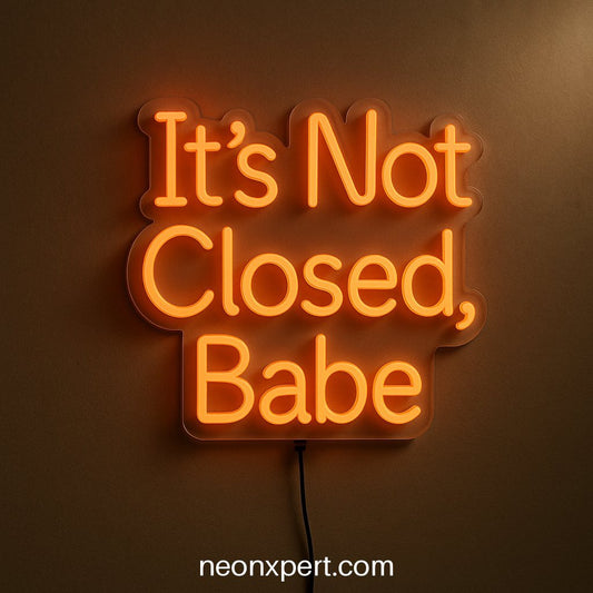 'It’s Not Closed, Babe' Neon Sign | Modern LED Conversation Starter - NeonXpert