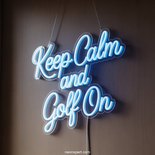 ** Keep Calm and Golf On Neon Light - Room Decor for Golf Enthusiasts - NeonXpertSmallWhite