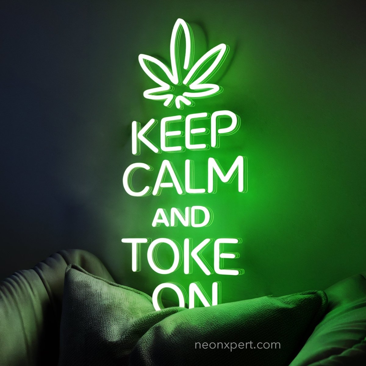 Keep Calm & Toke On LED Neon Sign - NeonXpert12 x 24 inGreen