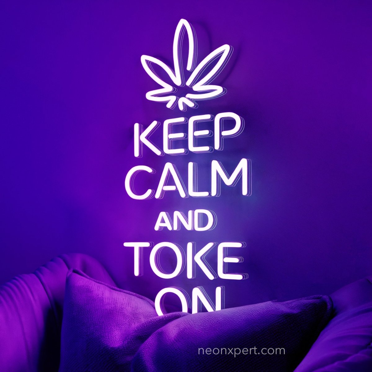 Keep Calm & Toke On LED Neon Sign - NeonXpert12 x 24 inPurple