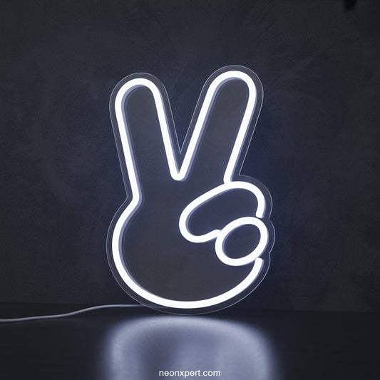 LED Neon Emoji Peace Sign Neon Art Glowing Light - NeonXpertSmallWhite