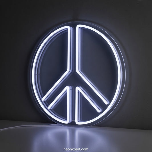 LED Neon Peace Sign Neon Light Art - NeonXpertSmallWhite