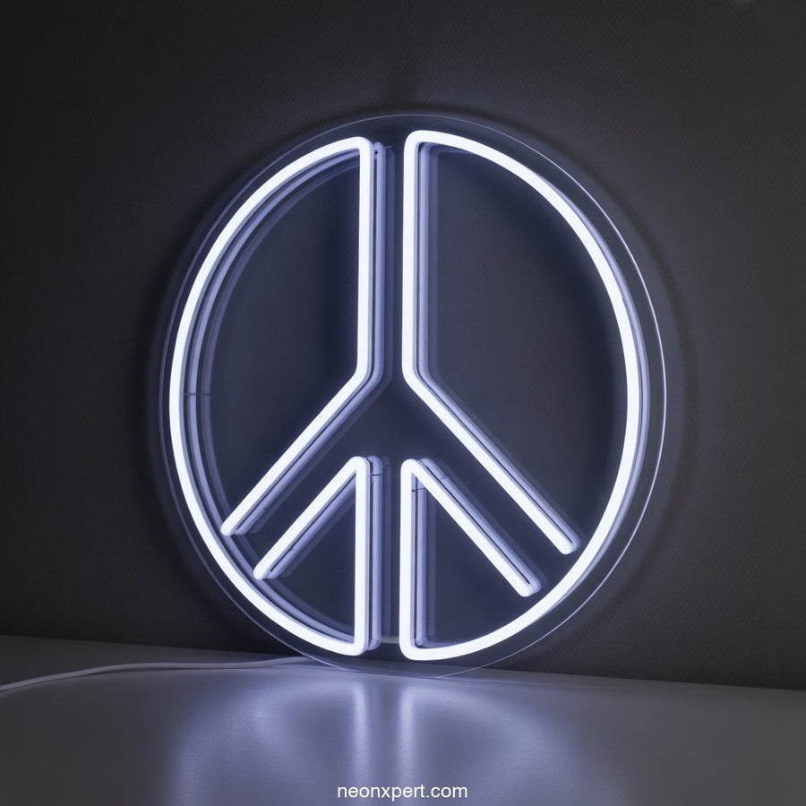 LED Neon Peace Sign Neon Light Art - NeonXpertSmallWhite