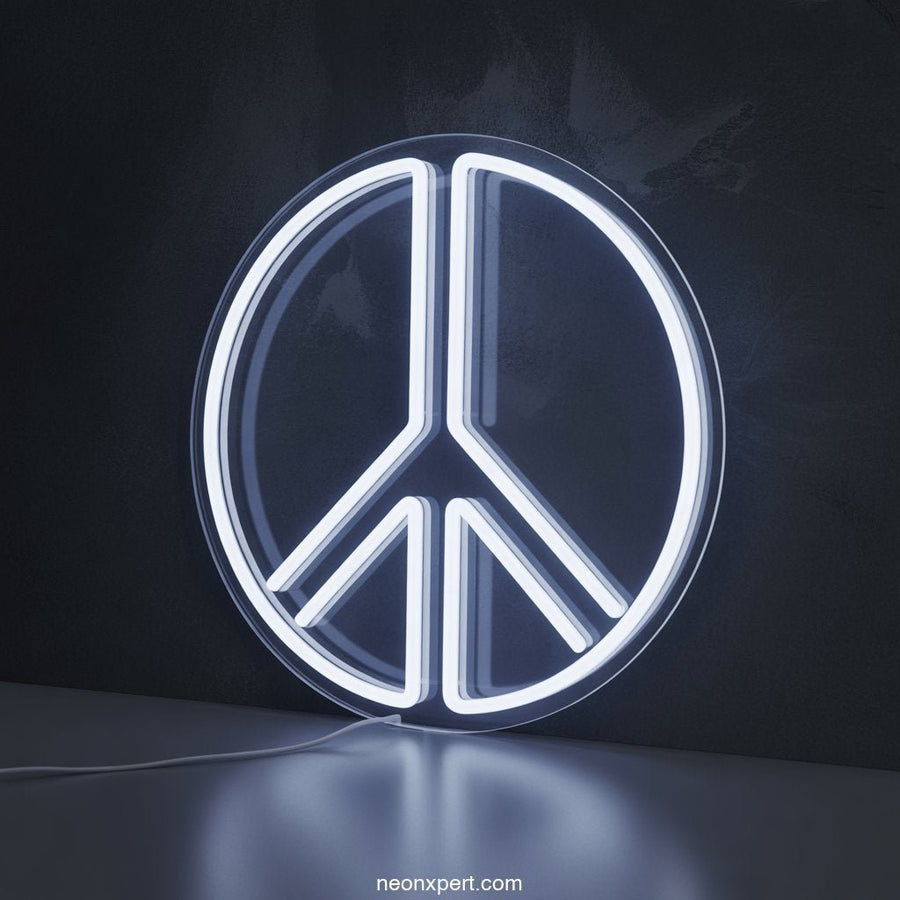 LED Neon Peace Sign Wall Art Neon Light Decor - NeonXpertSmallWhite