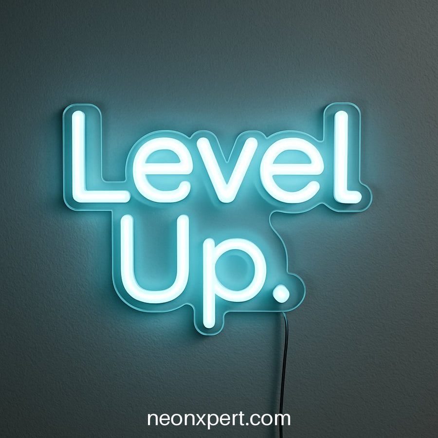 Level Up | Motivational LED Neon Signs for Inspired Spaces - NeonXpertSmallWhite