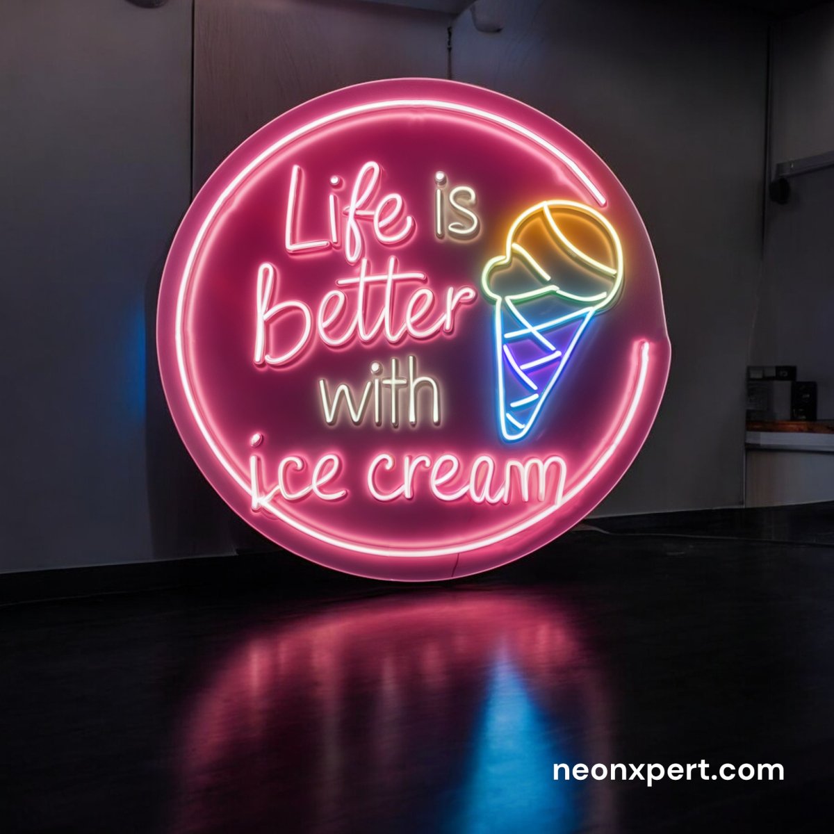 Life Is Better With Ice Cream | Ice Cream Neon Light - NeonXpert