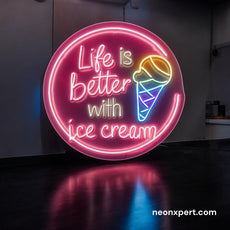 Life Is Better With Ice Cream | Ice Cream Neon Light - NeonXpert