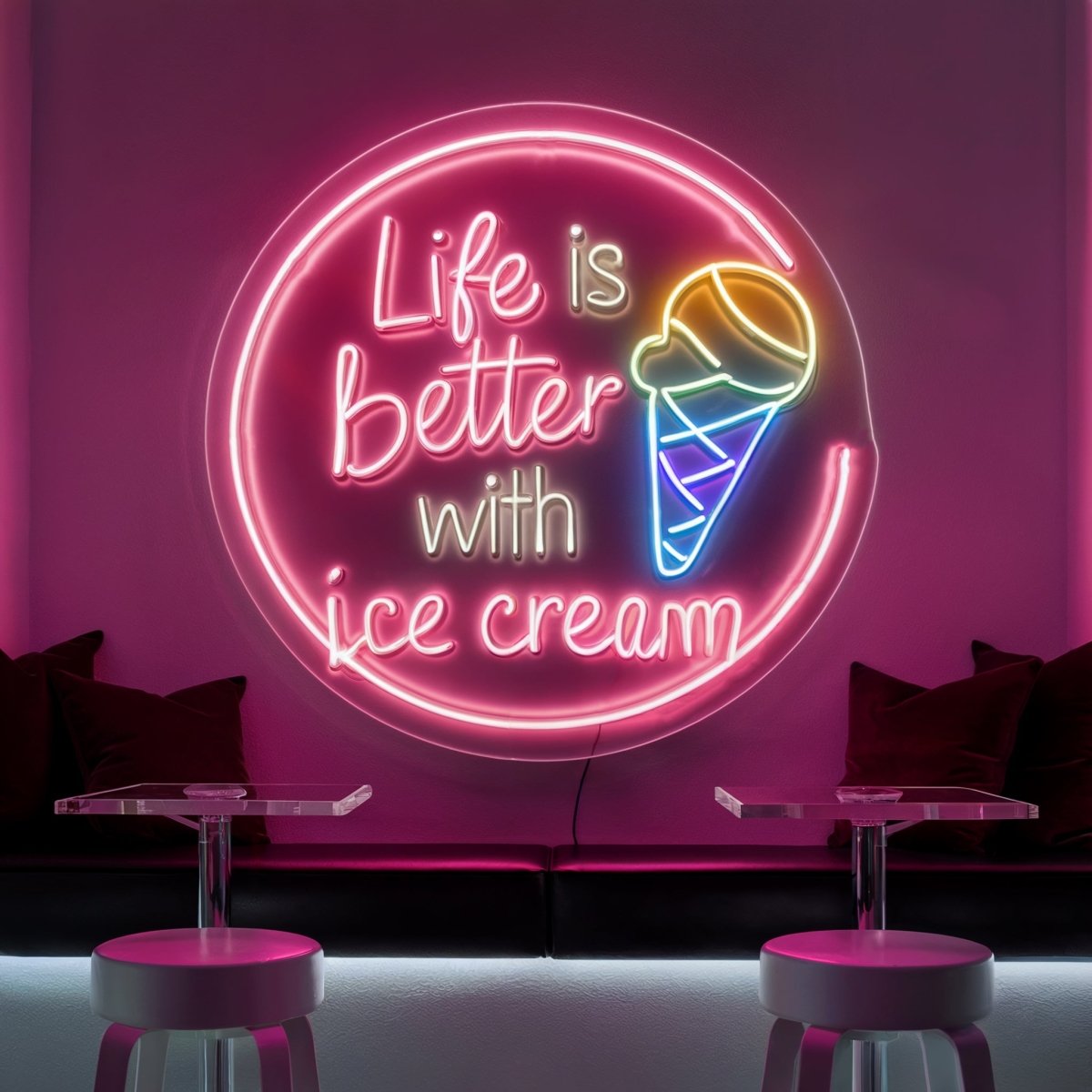 Life Is Better With Ice Cream | Ice Cream Neon Light - NeonXpert