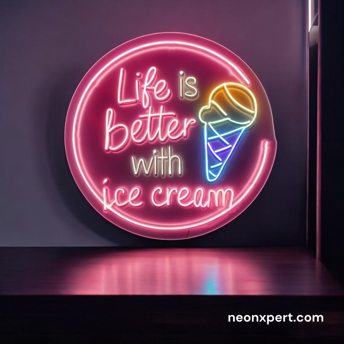 Life Is Better With Ice Cream | Ice Cream Neon Light - NeonXpert