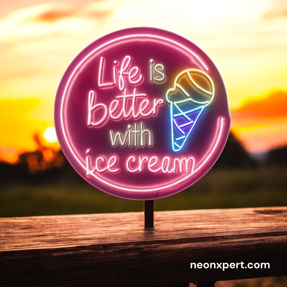 Life Is Better With Ice Cream | Ice Cream Neon Light - NeonXpert