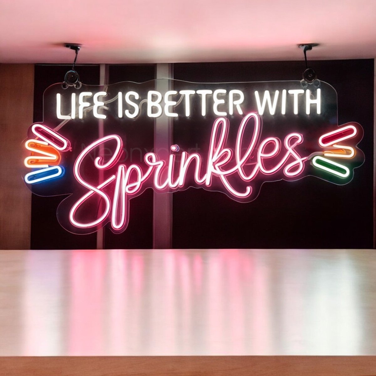 Life is Better With Sprinkles Neon Light Sign for Bar, Ice Cream Shops - NeonXpert