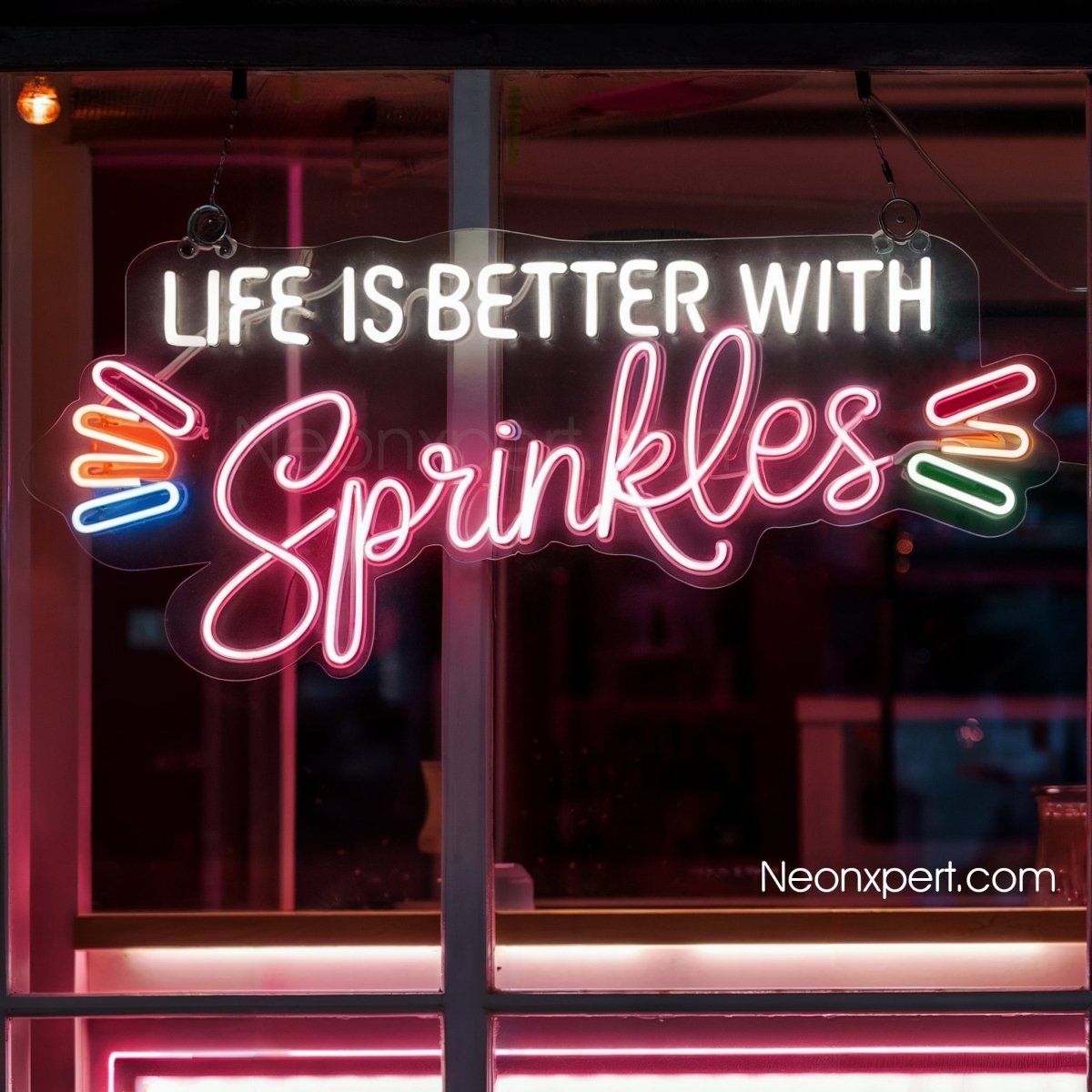 Life is Better With Sprinkles Neon Light Sign for Bar, Ice Cream Shops - NeonXpert