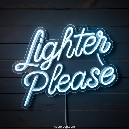 Lighter Please weed neon sign glowing light - NeonXpertSmallWhite