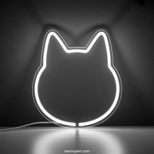 Line Art Cat Neon Sign LED Neon Light - NeonXpertSmallWhite