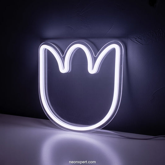 Line Art Tulip Light Sign LED Neon Art Neon Light - NeonXpertSmallWhite