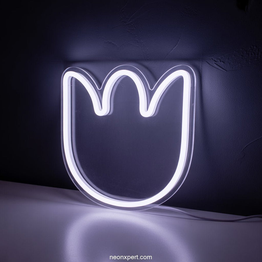 Line Art Tulip Light Sign LED Neon Art Neon Light - NeonXpertSmallWhite