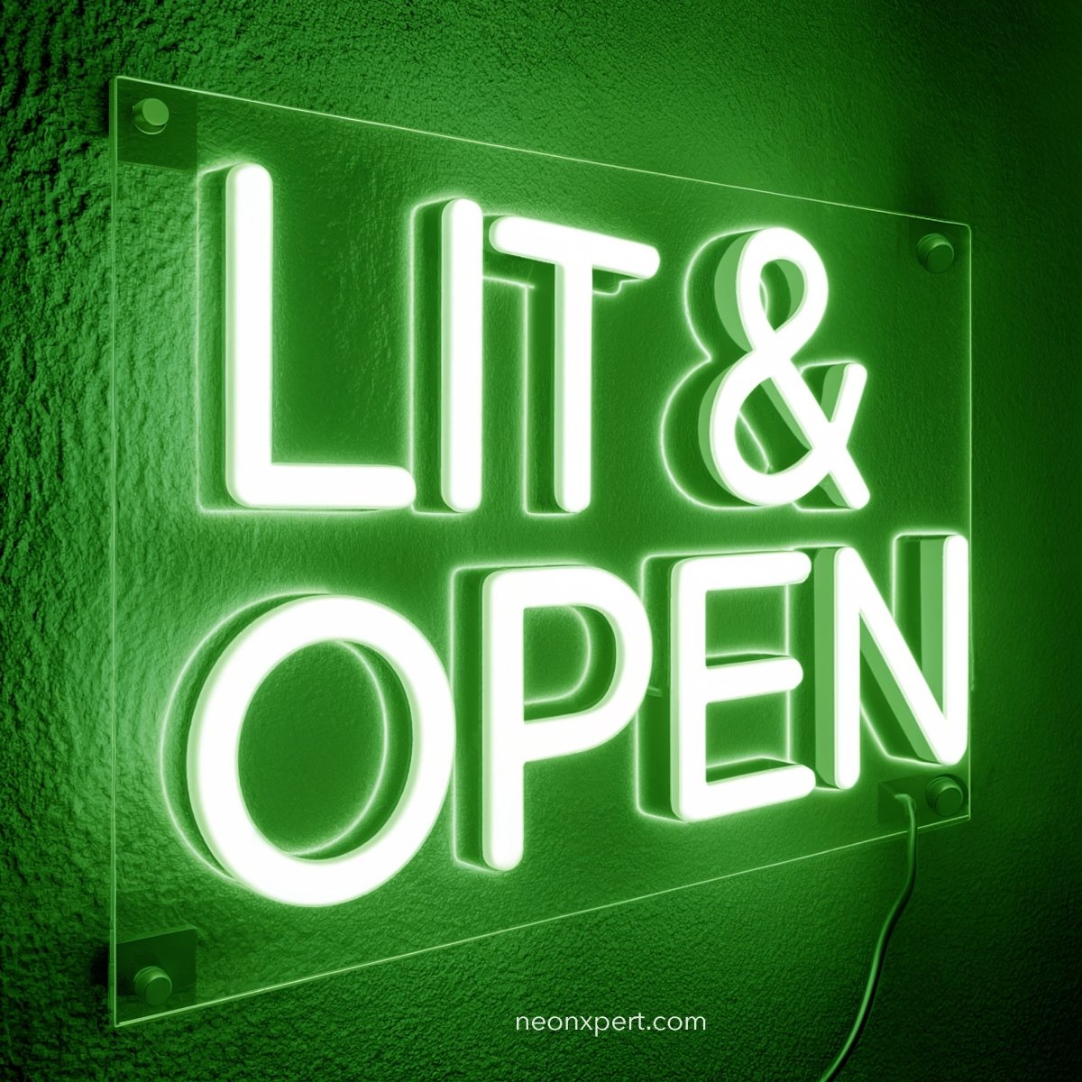 Lit & Open LED Neon Sign For Dispensary - NeonXpert10 x 7 inGreen